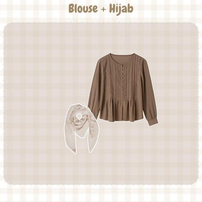 Setelan Remaja Kekinian ( Blouse Tiffany + Celana Kulot + Hijab Segi Empat ) One Set Cewek Masa Kini