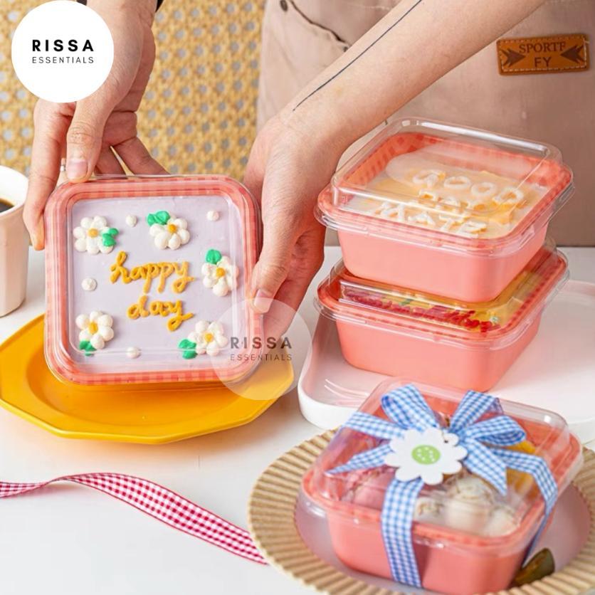 [Isi 10 BOX] [RISSA] Kotak Kue Gingham Kotak Packaging Lunch Box Cake Kue Pudding Dessert Box Cookie