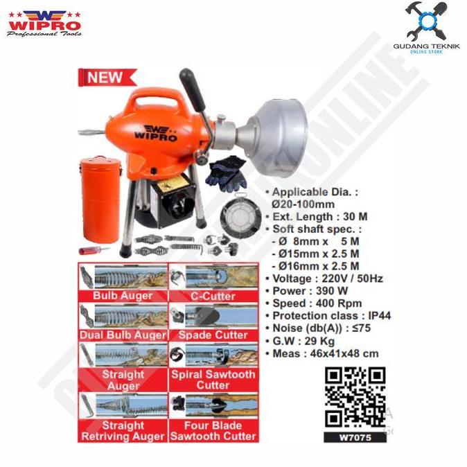DELLINE Mesin Pembersih Pipa Electric WIPRO W7075 /Pembersih Saluran Air WIPRO