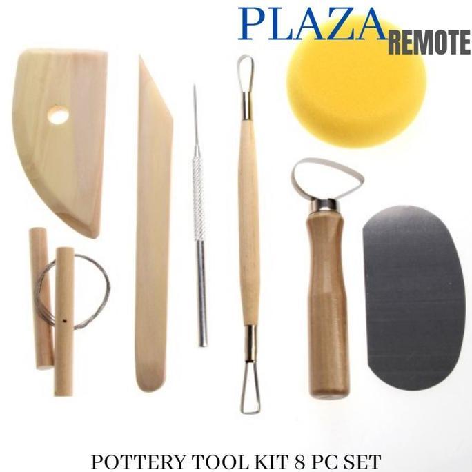 DELLINE 8pcs Pottery Clay Tool Set Pottery UKIRAN KAYU TEMBIKAR TANAH LIAT