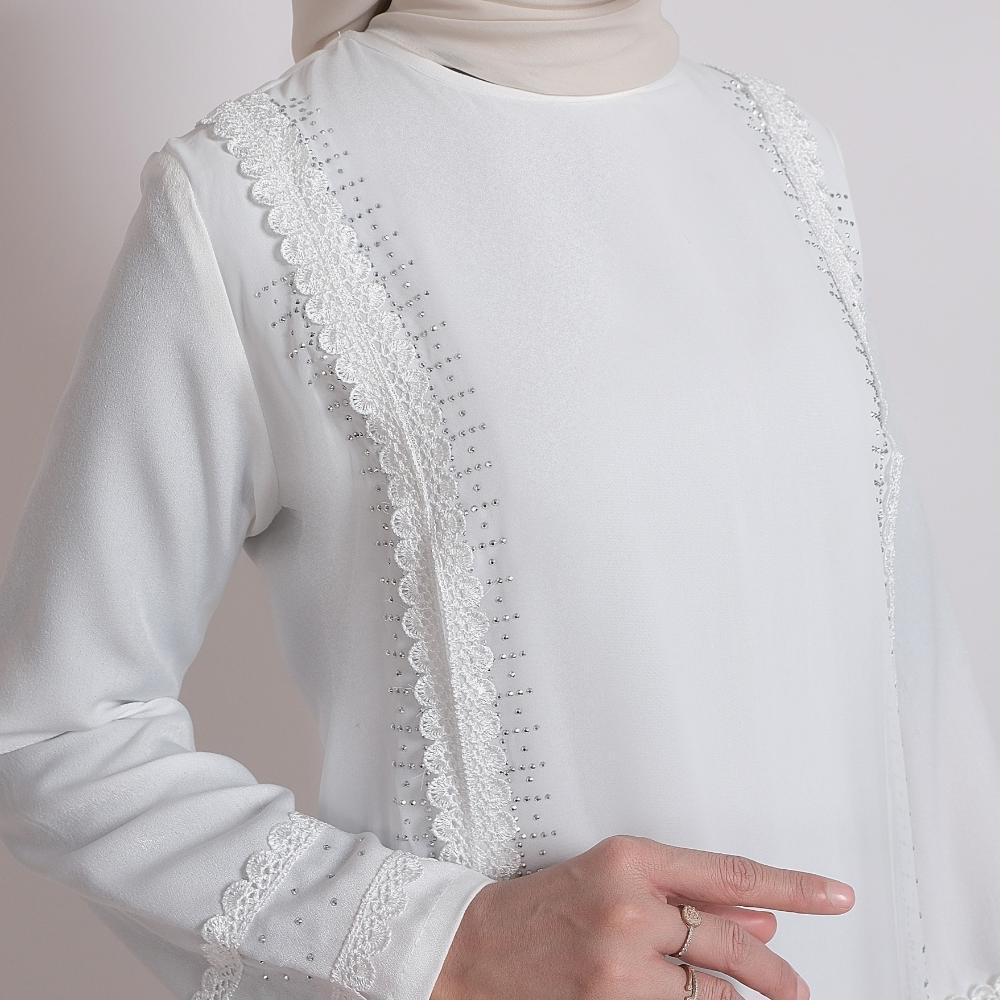 TERLARIS NewStar - Gamis Putih Lebaran 2026 Baju Muslim Wanita Madinah Dress Mewah Simple Elegan Aba