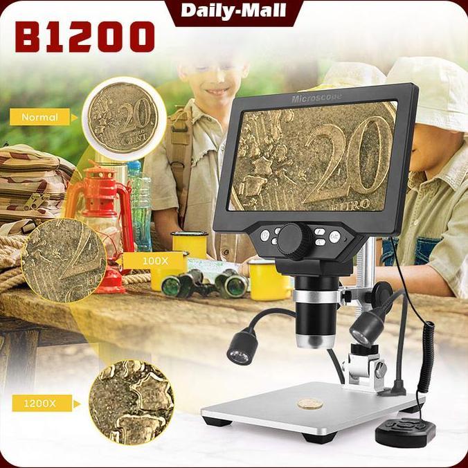 ZASSAT Mikroskop Digital 1-1200X Kaca Pembesar Amplifikasi Berkelanjutan 12MP Microscope Service Hp 