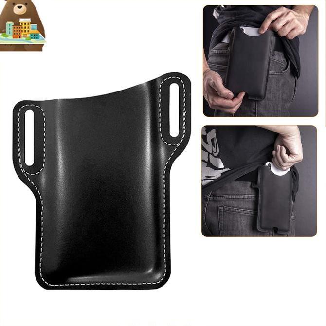 ARTHIONE Case Sarung Hp Pinggang Bahan Kulit Dompet Tas Hp Pinggang Phone Waist Bag Untuk Iphone Sam