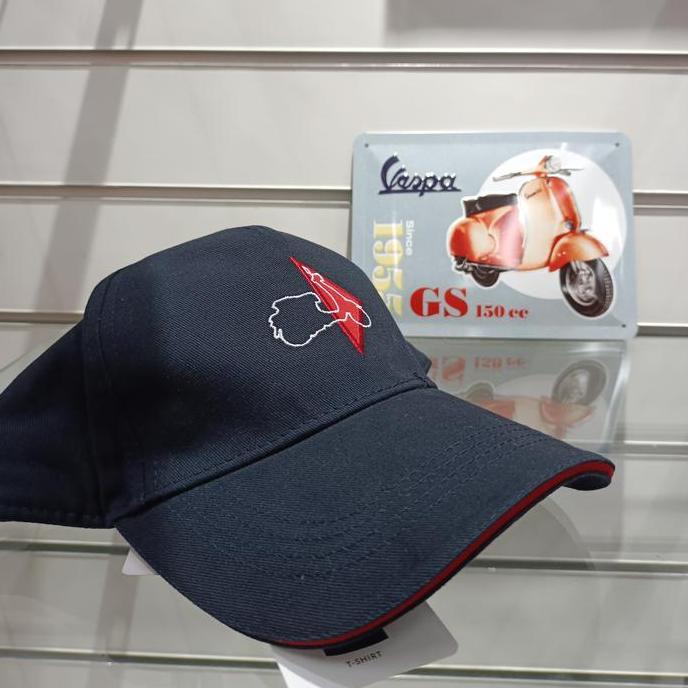 topi vespa original navy red