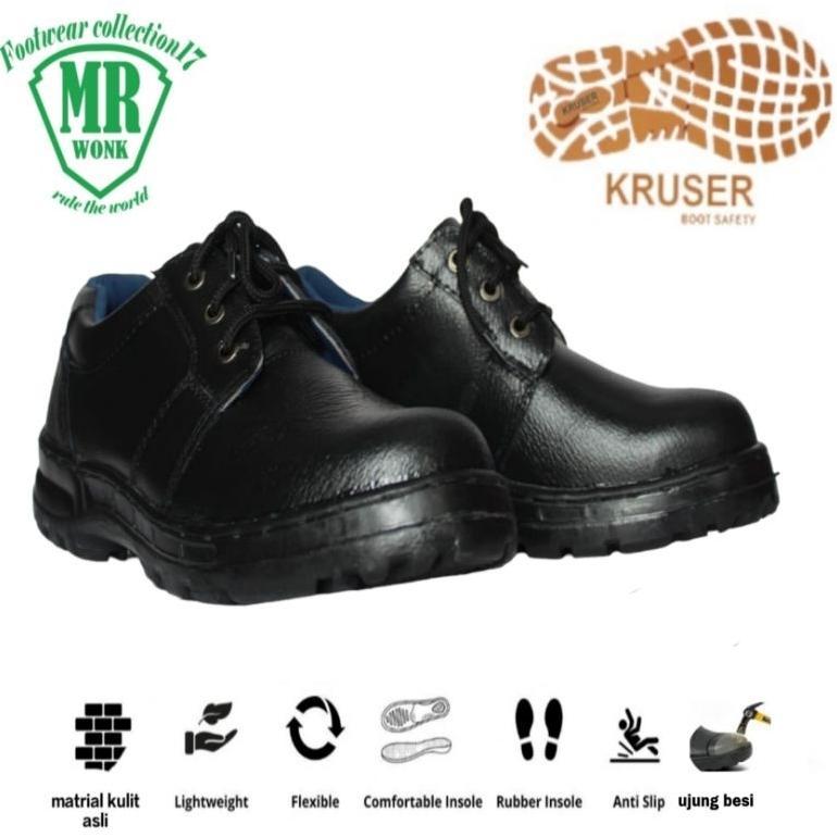 Terlaris Sepatu Safety Krushers  Murah/Sepatu Pria/Sepatusafety Kulit Asli Sol Karet Ujung Besi 033 