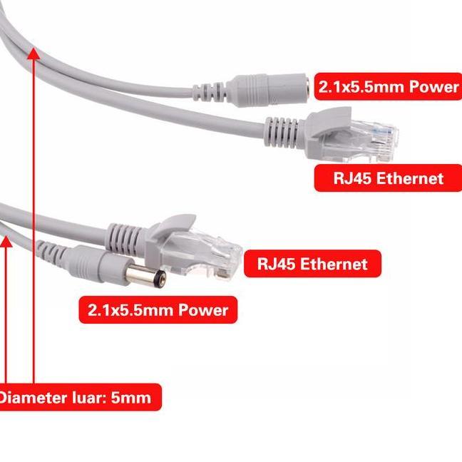 Xihancam Kabel Lan Rj45 Dan Kabel Power Dc 12V 2 In 1 Kabel Lan Power Cctv Extension 10 20 Meter
