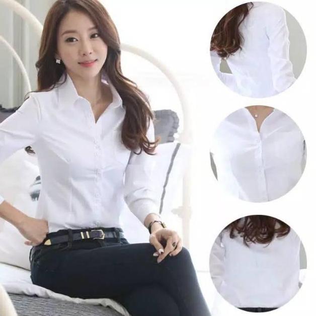 TERKINI Kemeja putih panjang katoon wanita Baju Atasan kemeja katoon wanita formal kemeja putih wani