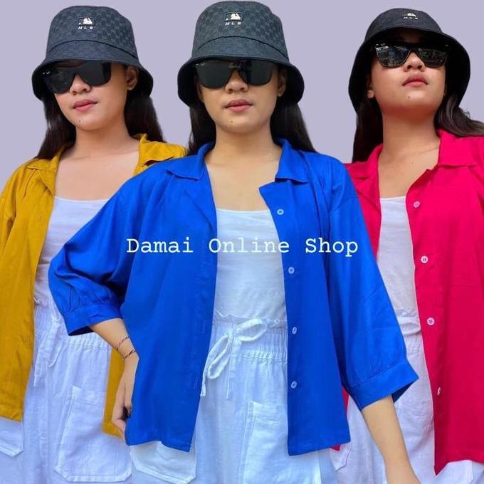 LIMITED EDITION  Kemeja Jumbo Polos / Kemeja Batwing Bahan Rayon / Kemeja Wanita Atasan Oversize Baj