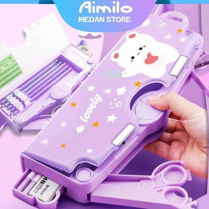 Aimilo - Kotak Pensil Anak Perempuan Tempat Pensil Anak Perempuan Kotak Pensil Multifungsi Kado Anak