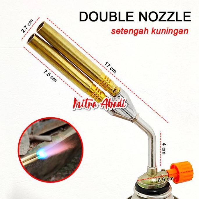 YOGSIXO Alat Blow Gas Torch / Kepala Las Double Kuningan - Kepala Gas Pemantik