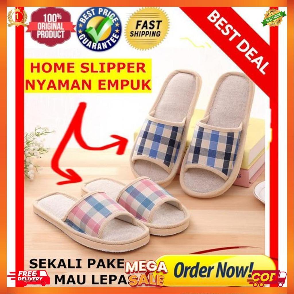 SANDAL TIDUR BULU / SANDAL RUMAH MOTIF STRIPE / SLIPPER / SANDAL KAMAR [H1]