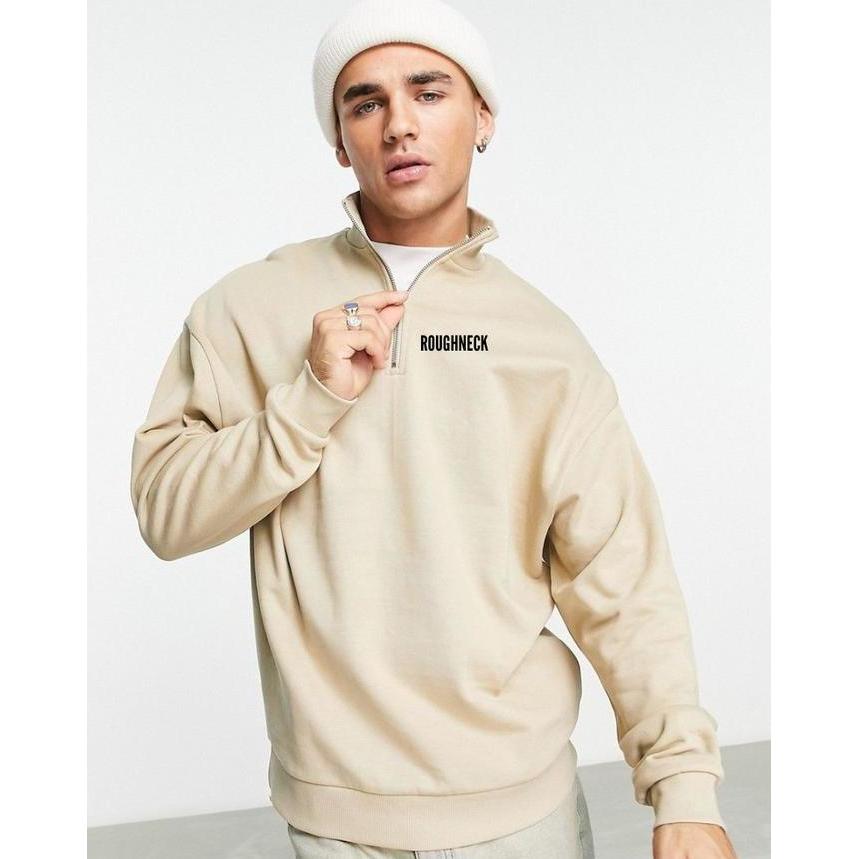 Half zip  Sweatshirt Roughneck Basic Premium / Sweater Turtleneck Beige / Crewneck Roughneck Fleece 