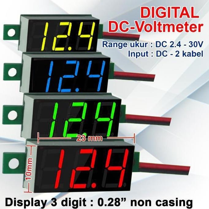 YOGSIXO VOLTMETER DIGITAL DC 2.4-30V 0.28 INCH (2 Kabel) Tanpa Frame