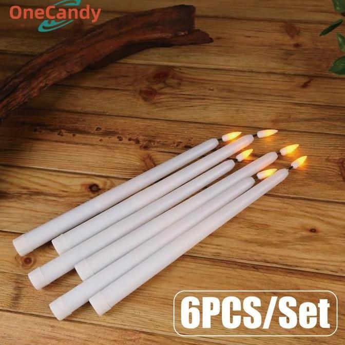 LORASTA 6PCS/Set Lilin LED Lilin Baterai Panjang Lampu Elektrik Lilin Lilin Lampu Dekorasi Rumah Lam
