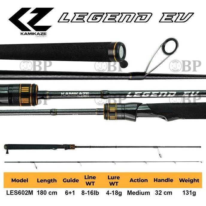 KAMIKAZE Joran Spinning LEGEND EV LES602M 180cm X50 Carbon Alconite Ring VSS Reel Seat 2 Section Man