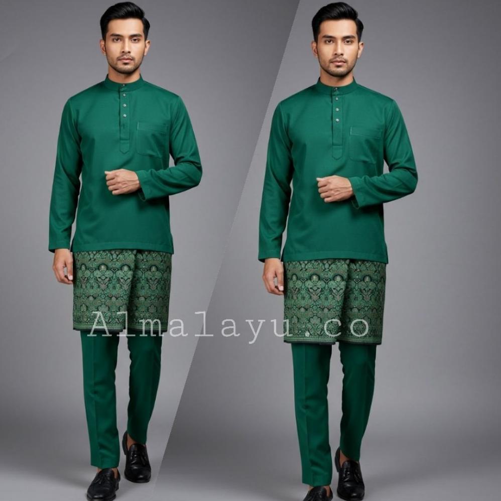 HOT DEALS Satu set baju dan celana melayu SATIN MENGKILAP teluk belanga TERMURAH Baju melayu pria ba