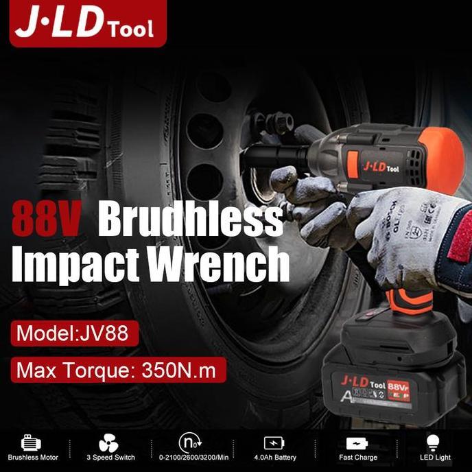 JLD 47Pcs Impact baterai Set 88VF Brushless Impact jld JV88 2baterai 13MM wrench Impact Cordless