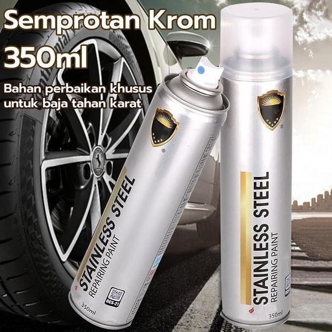grofwall - 350 ml chrome spray paint / cat chrome /anti karat warna stainless  / cat semprot chrome 