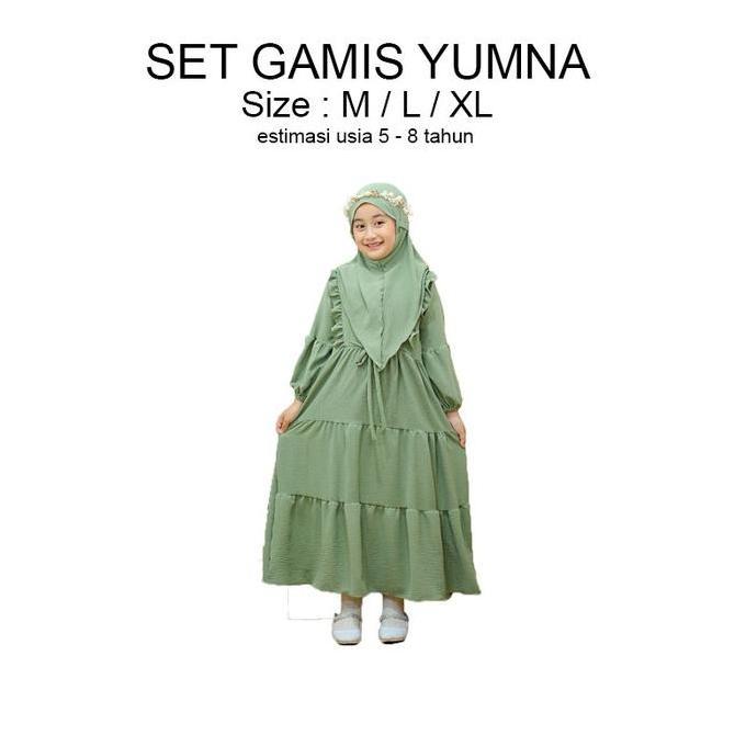 Set Gamis Yumna Anak Perempuan 5-8 Thn Muslim Baju Syari Dress