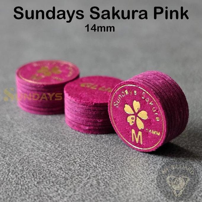 Sundays Sakura M Cue Tip 14mm Pink Billiard 8 Layers - Master Tip Stick Billiar Sunday