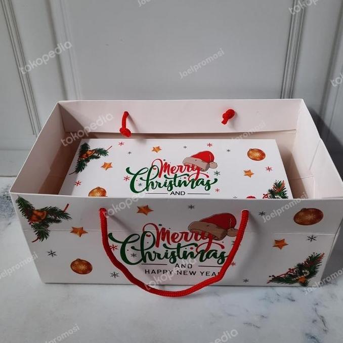 Box + Paper bag natal, box natal,kardus natal,paper,dus brownies natal