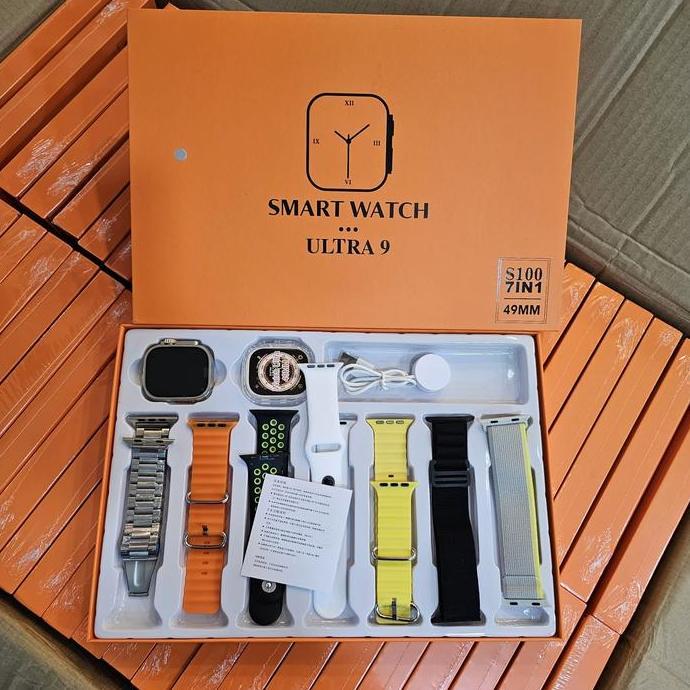 new jam tangan smartwatch ultra 9 s100 7 in 1 tali 7 varian soft case