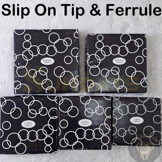 Slip On Cue Tip & Ferrule box 13mm 12mm 11mm 10mm 9mm billiard cue stick stik Murah