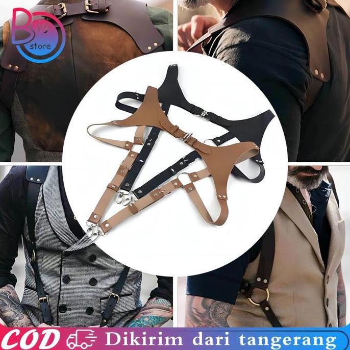 REDDAR Pu Leather Suspender Suspender Kulit Pu Suspender Pria Kulit Suspender Backpack Suspender Dew