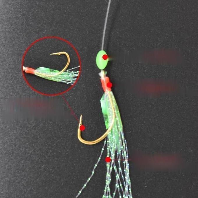 Kail Sabiki Kotrekan dengan bulu mutiara dan kail warna emas KU003