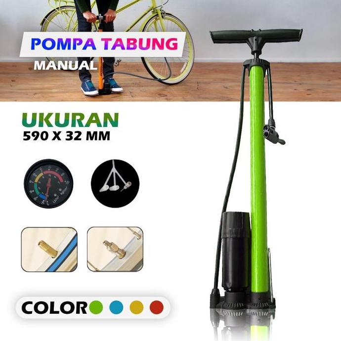 RESDEKAH Pompa Tabung Manual - Pompa Angin Ban Sepeda Motor Bola Tabung Manual - Pompa Ban Sepeda Mo