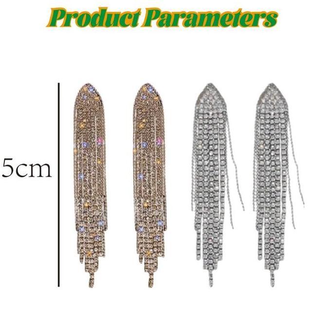 REDDAR Anting Rumbai Panjang Anting Pesta Mewah Anting Berlian Panjang Korean Look untuk Wanita Simp