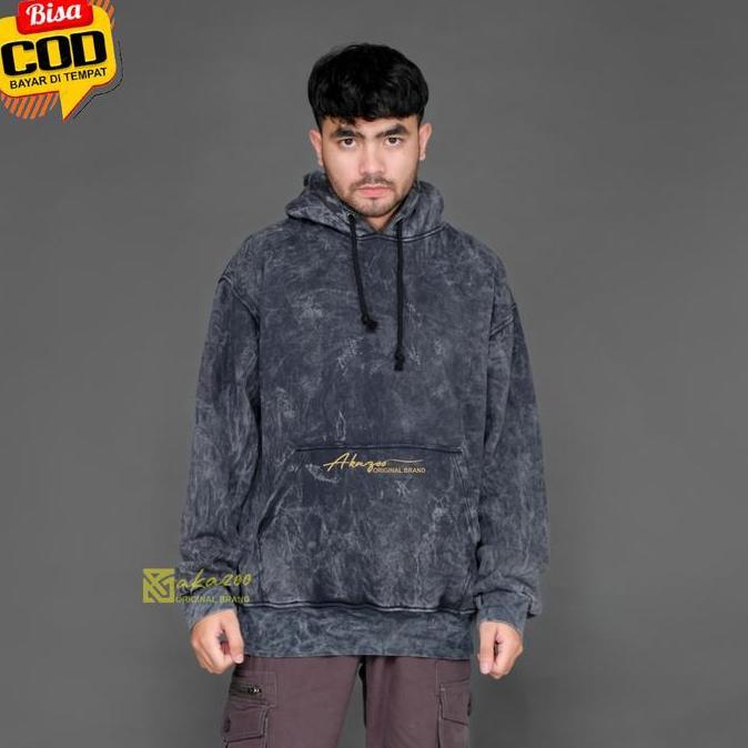 akazoo hoodie pria distro sandwash polos kekinian 2024 hudi wosing bahan catun flece