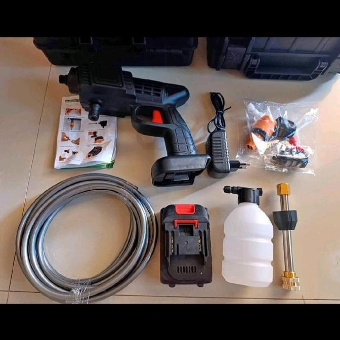 Alat Cuci Mobil Motor Jet Cleaner 2500mAh Baterai Lithium Water Gun Semprot Dengan Pipa Air 5m Dan T