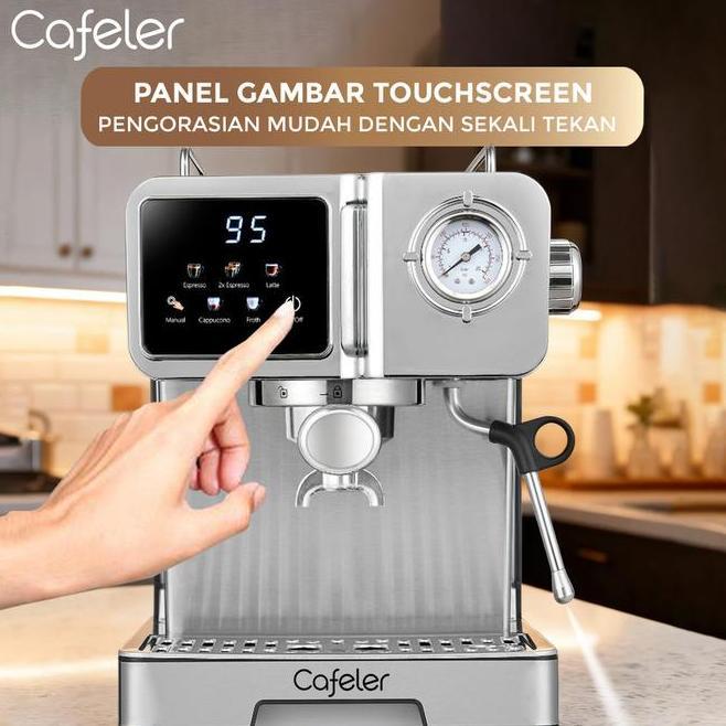 Cafeler Mesin Kopi Espresso Stainless Steel Coffee Maker Fast Heating Sistem