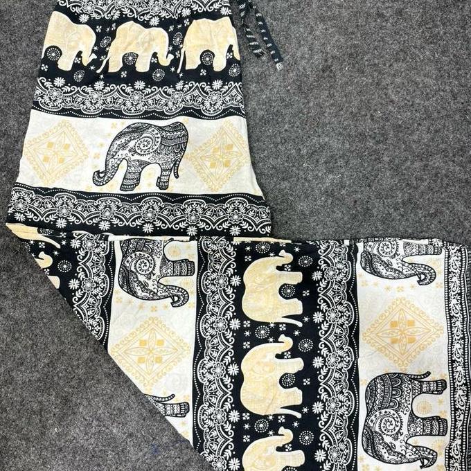celana kulot jumbo rayon panjang wanita motif
