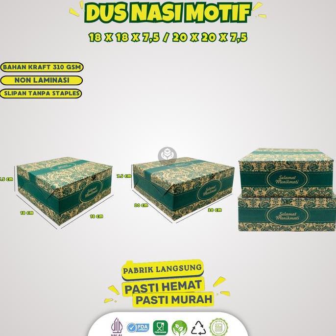 (50 Pcs) Dus Nasi Kotak 18x18 & 20x20 / Box Nasi Kotak 20x20 & 18x18 / Dus Box Nasi Katering Motif B