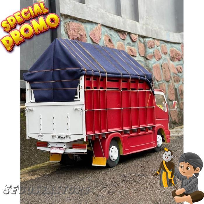 Mainan Anak Miniatur Truk Oleng Kayu Keren Lengkap Dengan Lampu Dan Terpal