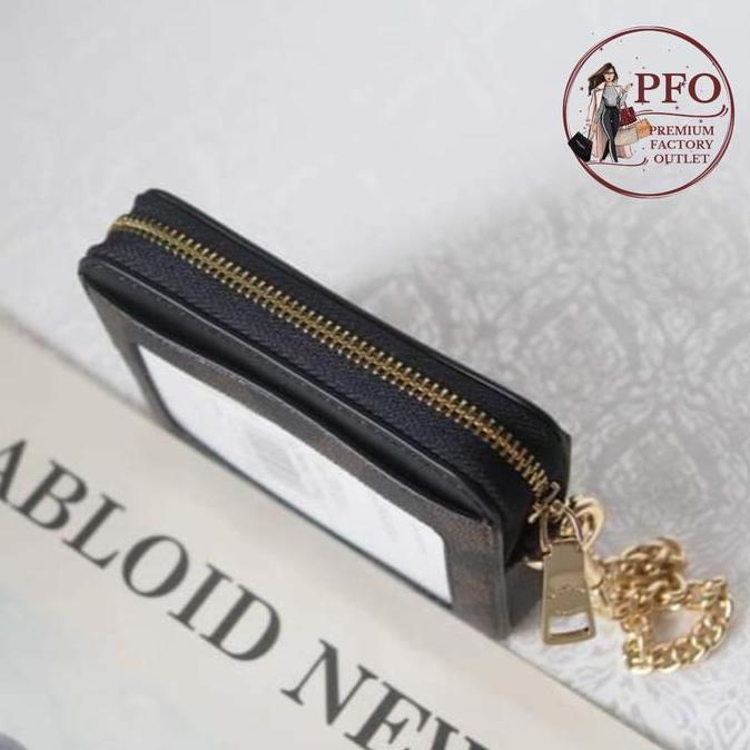 READY STOCK CARD CASE C1885 In Blocked Signature Canvas Khaki Brown