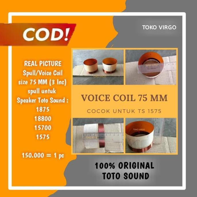 Original Spull Voice Coil 75 Mm/Spool 3" Sepul 3 Inch/Toto Sound 18800