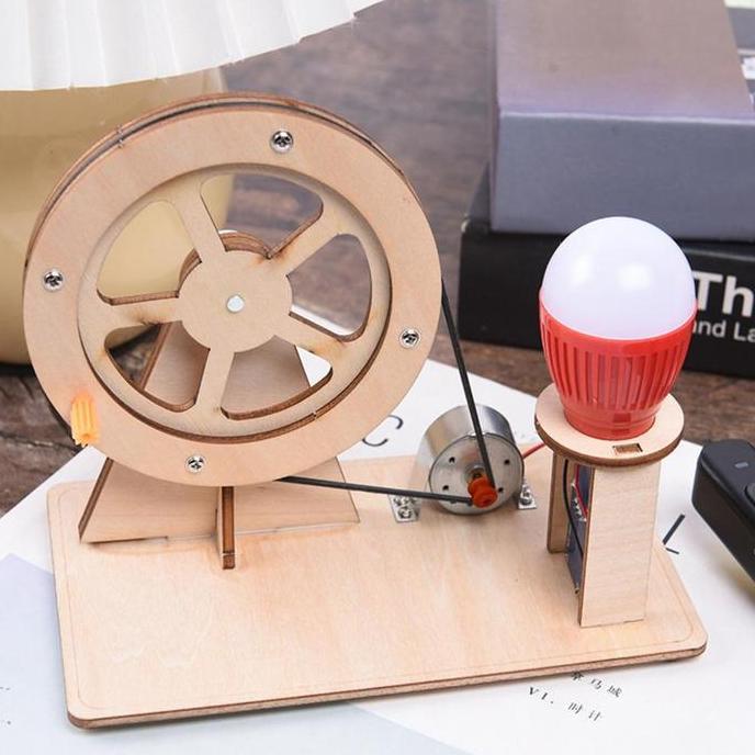 1set DIY Mainan Generator Kayu Mainan Generator Bohlam Mainan Rakitan Generator Mainan Edukasi Gener