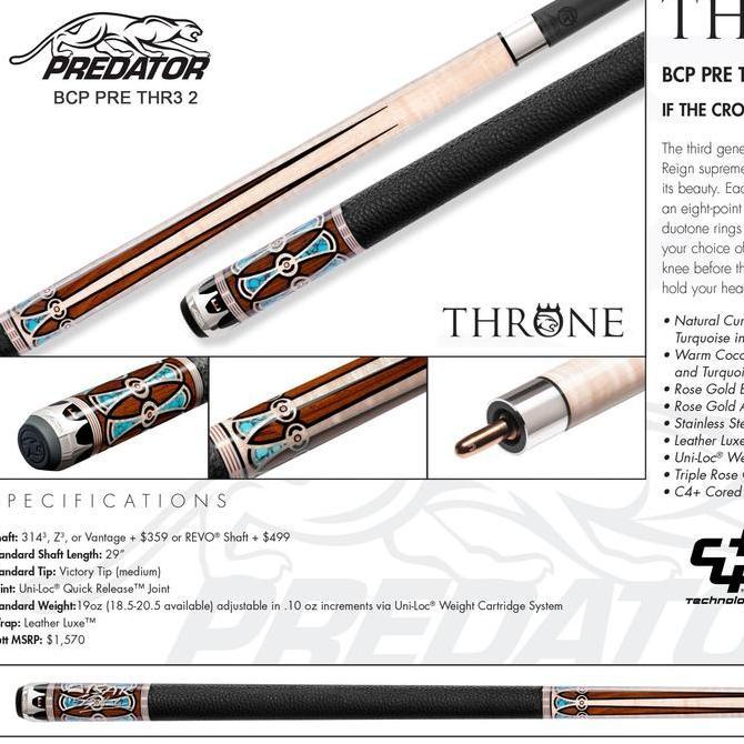 Predator Cue Throne3 2 - Low Deflection Billiard Stick Biliar Stik Ori