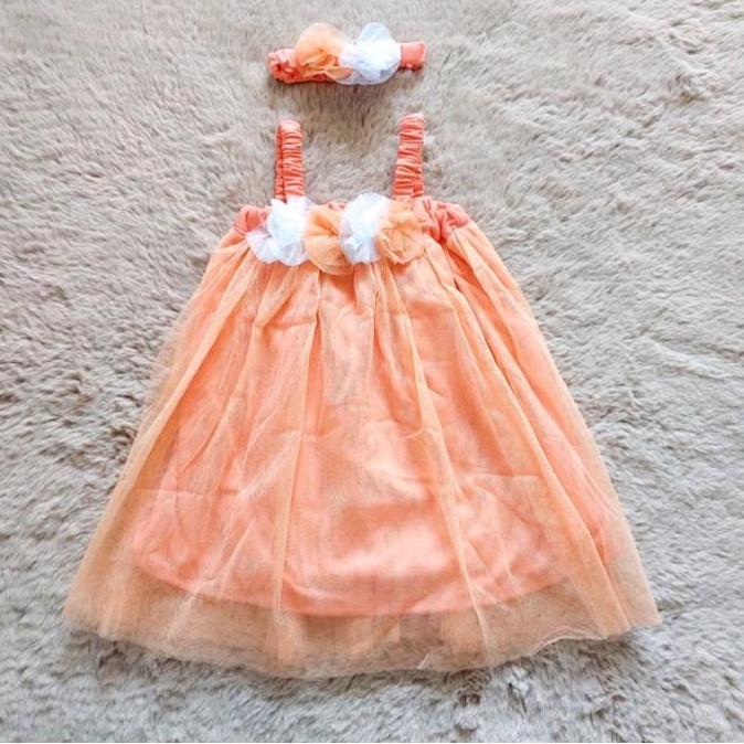 Dress Bayi Tanktop 0 6 Bulan Baju Pesta Anak Cewek Bando Fashion Baby Girl Newborn Kado Lahiran Satu