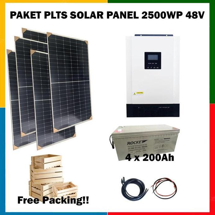 Paket PLTS Hybrid On-Off grid 2500WP 200Ah x4 48V PLN