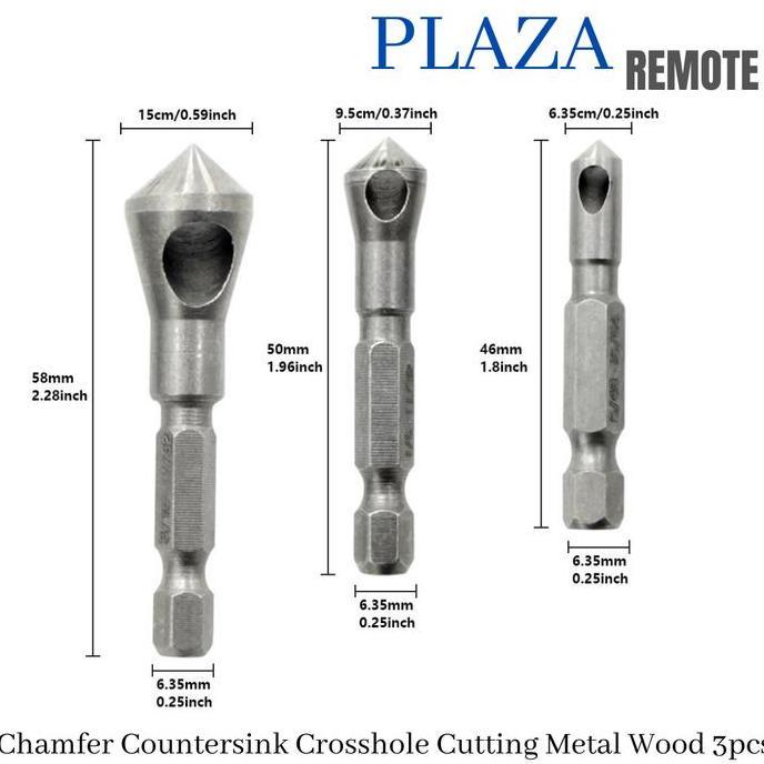 MELAKASA 3pcs Mata Bor Countersink Dan Deburring Bahan Hss TITANIUM
