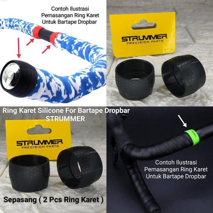 Ring Karet Silicone Bartape STRUMMER Bar Tape Stang Dropbar Sepeda Balap Roadbike Gravel Jumlah 2 Bj