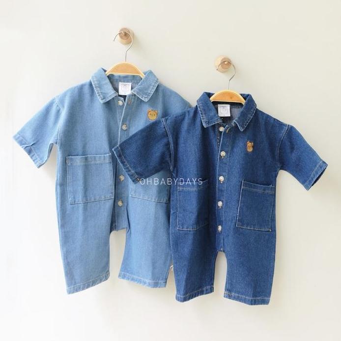 OHBABYDAYS | Jumper Romper Bayi | Bear Denim Romper