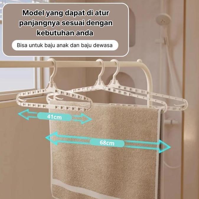 MELAKASA Hanger Pengering Jemuran Lipat Gantungan Baju Tarik Extended Lebar Panjang Pendek Fleksibel