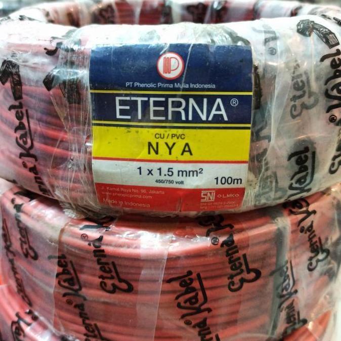 Grosir Kabel Eterna Nya 1X1,5 @100M 1X1.5 Tunggal Kawat - Merah Cable 100 Meter