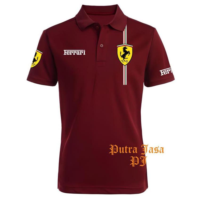 Kaus Polo Wangki Sablon Motif Ferr4R1/Baju Polo Santai Pria/Baju Polo Mobil/Kaus Kerah Distro Pria L