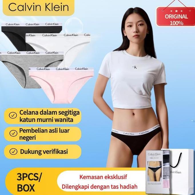 Calvin Klein Celana Dalam Wanita 100% Original Nyaman, Lembut & Desain Elegan Bahan Halus, Elastis &